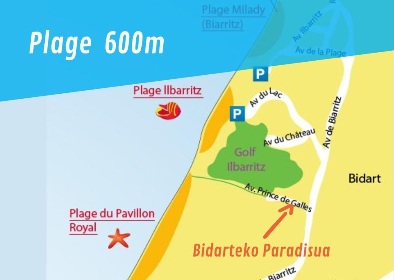 Bidarteko Paradisua Proche Plage, Golf, Parking Exterior foto